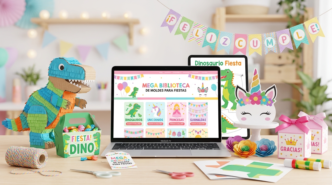 Mega Biblioteca de Moldes para Fiestas - Mockup Digital y Diseños Impresos
